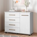Ver imagem 1 de Cômoda Flora 1 Porta 4 Gavetas 1,25 M - Comoda para Quarto - Demobile:branco