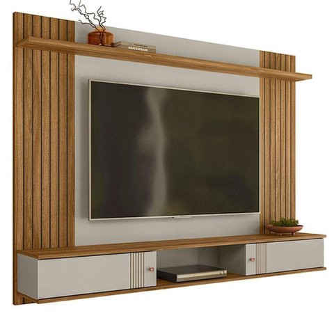 Painel para TV Anne 70" 180cm MDF com Portas Correr Off White Peternella Móveis