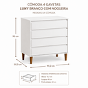 Ver imagem 2 de Cômoda Infantil 4 Gavetas Luny Branco com Nogueira