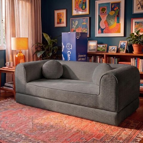 Sofá Cama Cotton 1,50m Xpand Tech Tecido Velourê Cinza Escuro Cama Inbox