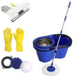 Balde Perfect Mop Pro Cesto Inox 3 Refis Limpa Vidros e Luvas - 1 Balde Perfect Mop Pro Cesto Inox 3 Refis Limpa Vidros e Luvas - 1