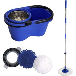 Balde Perfect Mop Pro Cesto Inox 3 Refis Limpa Vidros e Luvas - 2 Balde Perfect Mop Pro Cesto Inox 3 Refis Limpa Vidros e Luvas - 2