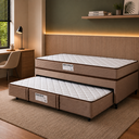 Ver imagem 1 de Cama Box Solteiro com Auxiliar 3 em 1 Real Plus 88CMX188CM Marrom Design