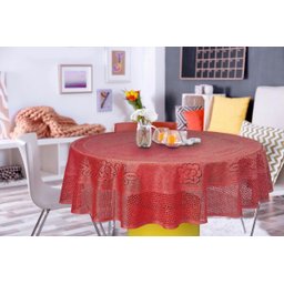 Toalha de Mesa Redonda Renda Color Vermelha 1,50M - 1