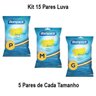 Kit 15 Pares Luva Latex Verniz Silver P/M/G 05 Pares P/Tam - 1