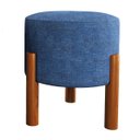 Ver imagem 1 de Banqueta Puff Multiuso Redondo Pés em Madeira Banquinho Decorativo Azul