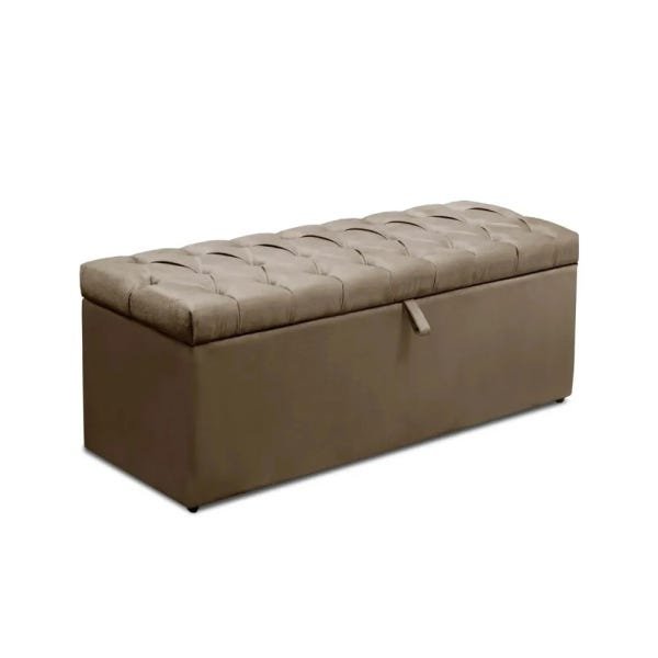 Kit Cabeceira Mais Calçadeira Baú Casal Queen 160cm Para Cama Box Paris Suede Capuccino - DS - 3