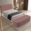Ver imagem 1 de Cabeceira Cama Box Casal 160cm Lanna com Puff Recamier Doha W01 Suede Rosê - Lyam Decor