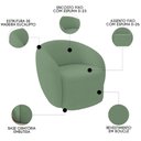 Ver imagem 6 de Poltrona para Sala de Estar Giratória Orgânica Garbin K04 Bouclê Verde - Mpozenato