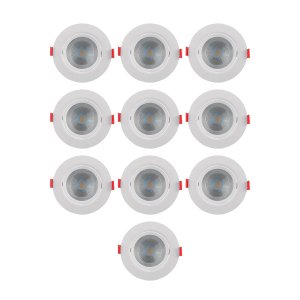 Kit 10 Spots de Embutir Redondo Direcionável 5w Branco Led 3000k~3500k Bivolt