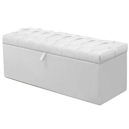 Kit Cabeceira Mais Calçadeira Baú Casal King 195cm Para Cama Box Paris Napa Branco - DS Estofados - 3