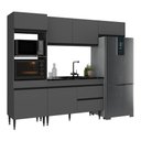 Ver imagem 3 de Cozinha Completa 7 Portas 1 Gaveta MDF MDP 251,5cm Cinza