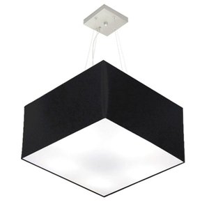 Lustre Pendente Quadrado Vivare Md-4075 Cúpula em Tecido 30/50x50cm - Bivolt - Preto - Bivolt