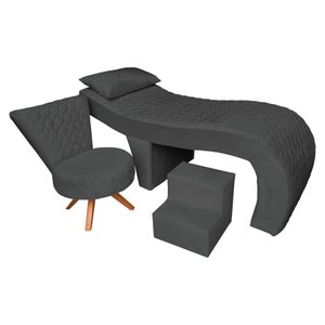 Kit Maca Metalasse Vermelha com Mocho e Escadinha 80 Cm Base Slk Decor Nina Cinza