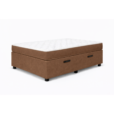 Kit Cama Box Baú Solteiro 88x188 cm + Colchão D33 Solteiro 20 cm Marrom Suede