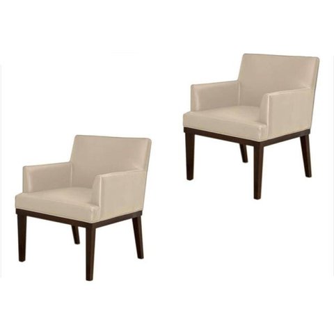 Kit 2 Poltronas Vitória Sala e Recepção Napa Bege - Ds Estofados
