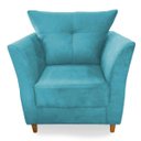 Ver imagem 2 de Poltrona Decorativa Isis Pés de Madeira Suede Azul Turquesa - DS Estofados