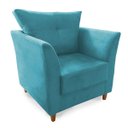 Ver imagem 1 de Poltrona Decorativa Isis Pés de Madeira Suede Azul Turquesa - DS Estofados