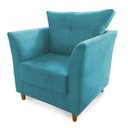 Ver imagem 3 de Poltrona Decorativa Isis Pés de Madeira Suede Azul Turquesa - DS Estofados
