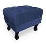 Puff Retrô Fixo Luis XV Capitonê Suede Azul Marinho - 1