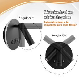 2 Arandela de Parede Leitura Flexível Led Usb e Usb-c Bet82 - 6