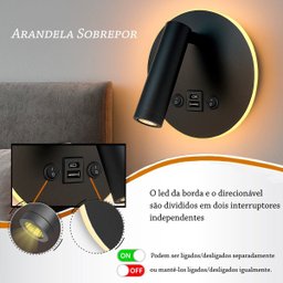 2 Arandela de Parede Leitura Flexível Led Usb e Usb-c Bet82 - 8