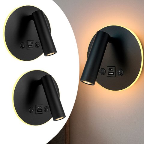 2 Arandela de Parede Leitura Flexível LED USB e USB-C BET82