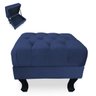 Puff Baú Retrô Luis XV Capitonê Suede Azul Marinho - 2
