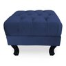 Puff Baú Retrô Luis XV Capitonê Suede Azul Marinho - 4