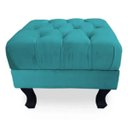 Ver imagem 1 de Puff Retrô Fixo Luis XV Capitonê Suede Azul Turquesa