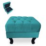 Puff Baú Retrô Luis XV Capitonê Suede Azul Turquesa - 2