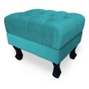 Ver imagem 4 de Puff Baú Retrô Luis XV Capitonê Suede Azul Turquesa