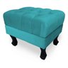 Puff Baú Retrô Luis XV Capitonê Suede Azul Turquesa - 4