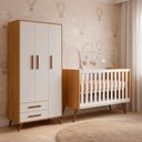 Ver mais imagens de Kit Quarto de Bebê Q Encanto Retrô com Berço Mini Cama Guarda Roupa 3 Portas e Colchão D18 130x70 Mo