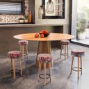 Ver imagem 2 de Kit Com 05 Banco Banqueta Pés Palito Paris Suede Retrô - Salaone