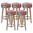 Ver imagem 1 de Kit Com 05 Banco Banqueta Pés Palito Paris Suede Retrô - Salaone