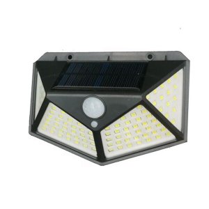 Luminária Energia Solar Parede 100 LED Sensor Presença 3 Funções Lâmpada