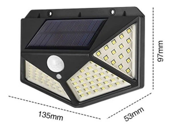 Luminária Energia Solar Parede 100 LED Sensor Presença 3 Funções Lâmpada - 9