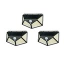 Ver imagem 1 de Kit 3 Luminária Energia Solar Parede 100 LED Sensor Presença 3 Funções Lâmpada