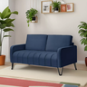 Sofá Living Savana 2 Lugares C/ Pé de Ferro Preto 1,58 Mts Veludo Azul - Espuma D-28 - 1