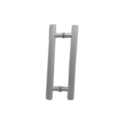 Puxador H duplo 40x30cm tubular redondo para porta de vidro e portão - Branco - 2