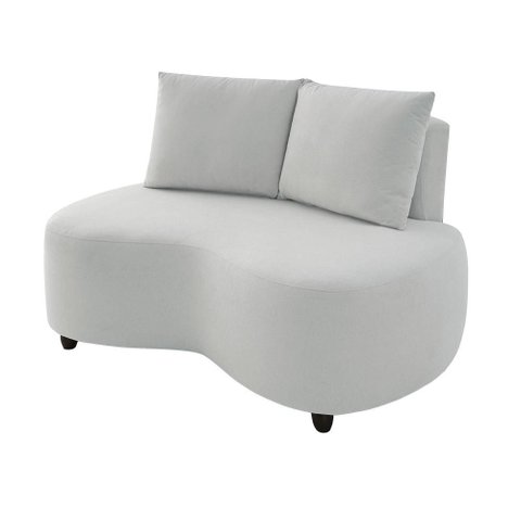 Sofa Orgânico Curvo Feijão 150cm Boucle Branco Venus Estofama