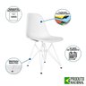 Mesa Industrial Base Ferro Branco Tampo 137X90 Preto 4 Cadeiras Ferro Branco Assento Branco Preto - 4