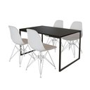 Ver imagem 6 de Mesa Industrial Base Ferro Branco Tampo 137X90 Preto 4 Cadeiras Ferro Branco Assento Branco Preto