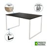 Mesa Industrial Base Ferro Branco Tampo 137X90 Preto 4 Cadeiras Ferro Branco Assento Branco Preto - 5