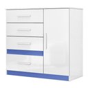 Ver imagem 1 de Cômoda Sapateira Vênus 1 Porta e 4 Gavetas Flex Branco/azul - Moval