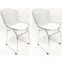 Ver imagem 1 de Kit 2 Cadeiras Bertoia Cromada Assento Branco - Poltronas Do Sul