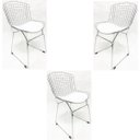 Ver imagem 1 de Kit 3 Cadeiras BERTOIA cromada assento branco - Poltronas do Sul