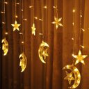 Ver imagem 6 de Pisca Pisca Lua Estrelas 138 Led Branco Quente Cortina Cascata Decoração Janela Parede Natal