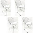 Ver imagem 1 de Kit 4 Cadeiras Bertoia Cromada Assento Branco - Poltronas Do Sul